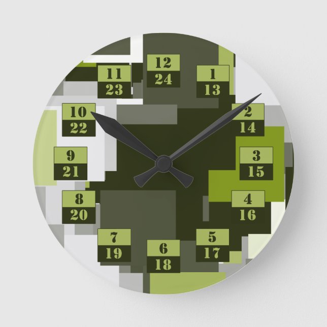 Reloj Redondo Mediano Camuflaje Urbano Verde Gris Plazas de Tiempo Milit (Anverso)