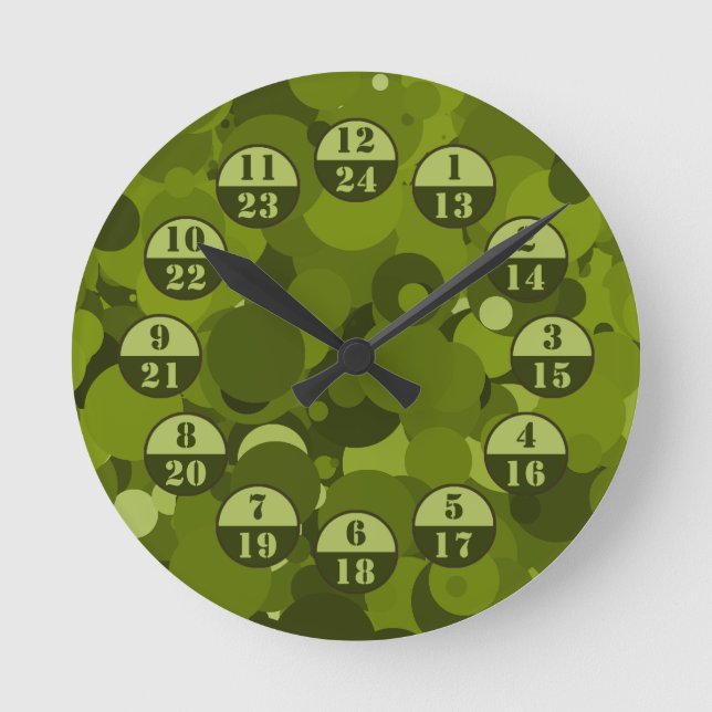Reloj Redondo Mediano Camuflaje Verde Tiempo Militar (Anverso)