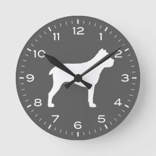 Reloj Redondo Mediano Caña Corso Perro Raza Silhouette