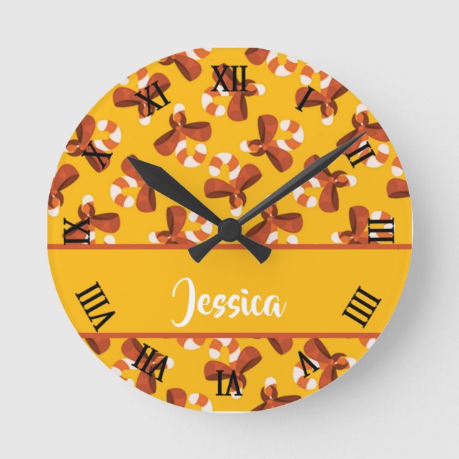 Reloj Redondo Mediano Caña de caramelo envuelta con un patrón de arco ro (Anverso)