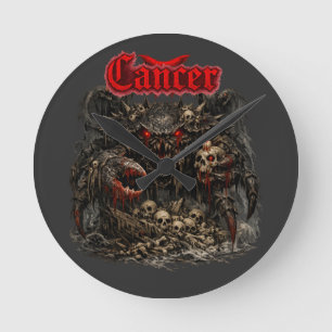 Reloj Redondo Mediano Cáncer - El Centinela Óseo de Sombras Carmesí