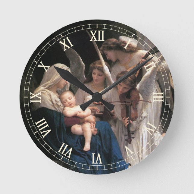 Reloj Redondo Mediano Canción de los ángeles (1881) de Bouguereau (Anverso)