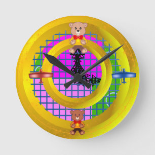 Reloj Redondo Mediano Candados rosados brillantes divertidos en la geomé