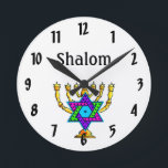 Reloj Redondo Mediano Candlesticks judíos Shalom<br><div class="desc">Velas judías y regalos y ropa tradicionales personalizados</div>