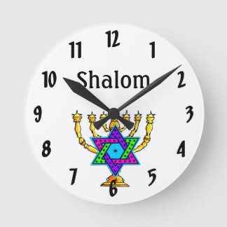Reloj Redondo Mediano Candlesticks judíos Shalom   
