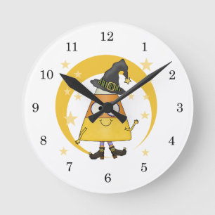 Reloj Redondo Mediano Candy Corn Witch Halloween
