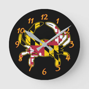 Reloj Redondo Mediano Cangrejo con bandera de Maryland