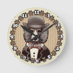 Reloj Redondo Mediano Caniche con gafas