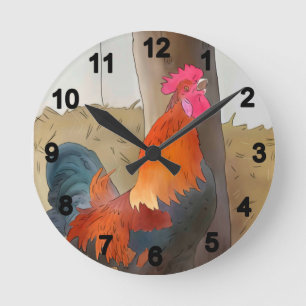 Reloj Redondo Mediano cantando gallo