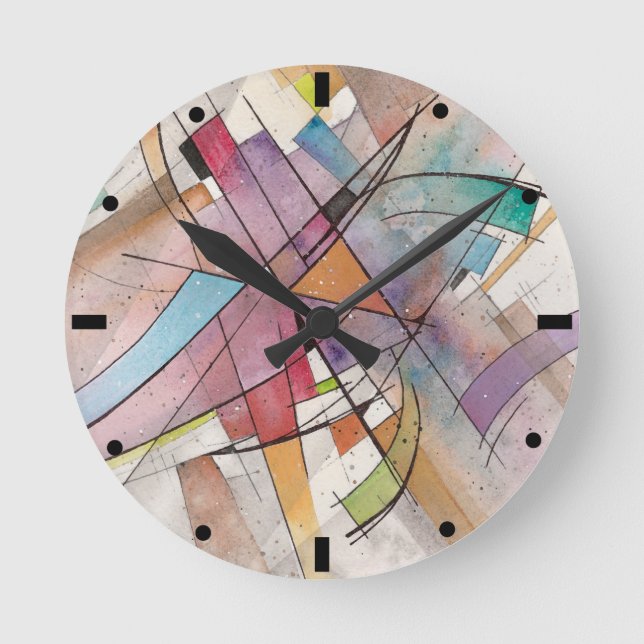 Reloj Redondo Mediano CANTATA en PASTEL MAJOR arte abstracto (Anverso)