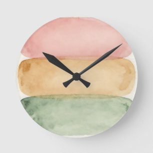 Reloj Redondo Mediano Capas de bloque de color pastel de acuarela