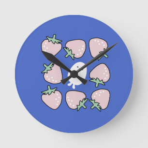 Reloj Redondo Mediano Capibara con Fresas Doodle Estético