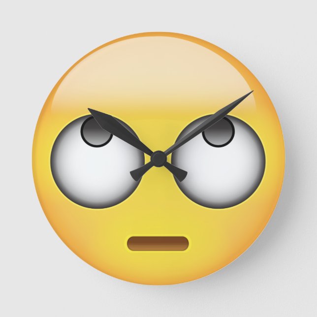 Reloj Redondo Mediano Cara con Emoji de ojos rollos (Anverso)