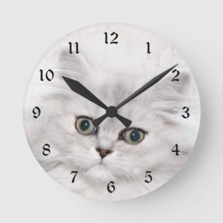 Reloj Redondo Mediano Cara de gatito persa