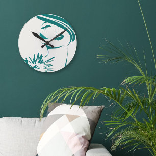 Reloj Redondo Mediano Cara de mujer ventilado turquesa