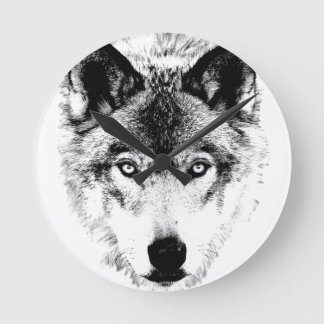 Reloj Redondo Mediano Cara del lobo. Imagen de la fauna de Digitaces