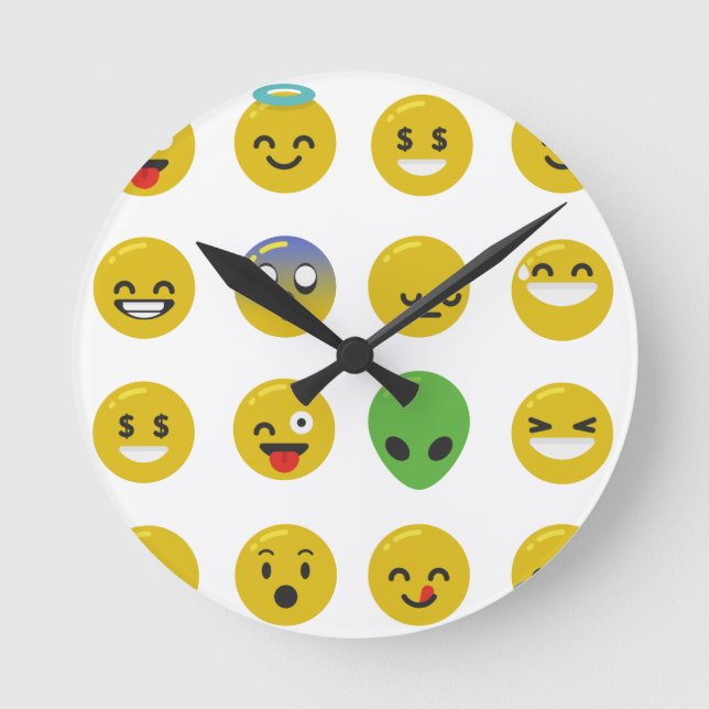 Reloj Redondo Mediano cara feliz de la emoji (Anverso)