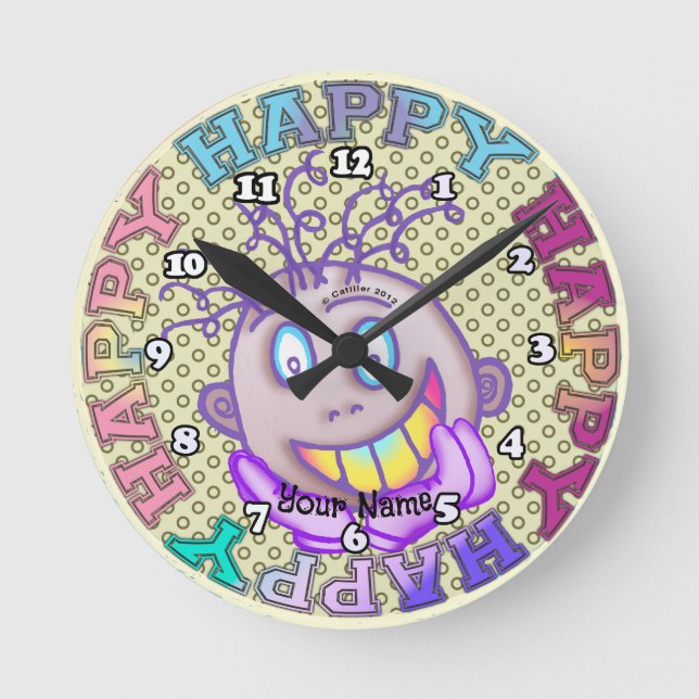 Reloj Redondo Mediano Cara Muy Feliz (Anverso)