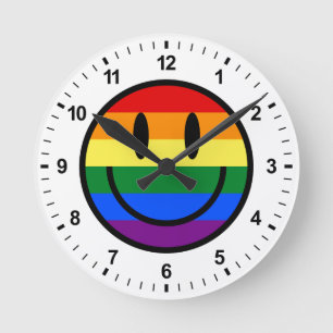 Reloj Redondo Mediano Cara sonriente arco iris