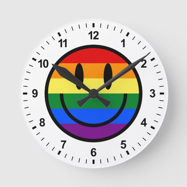 Reloj Redondo Mediano Cara sonriente arco iris (Anverso)