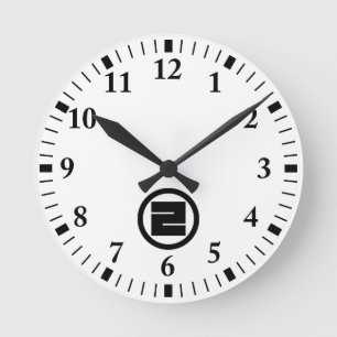 Reloj Redondo Mediano Carácter kanji cuadrado para ONE en círculo