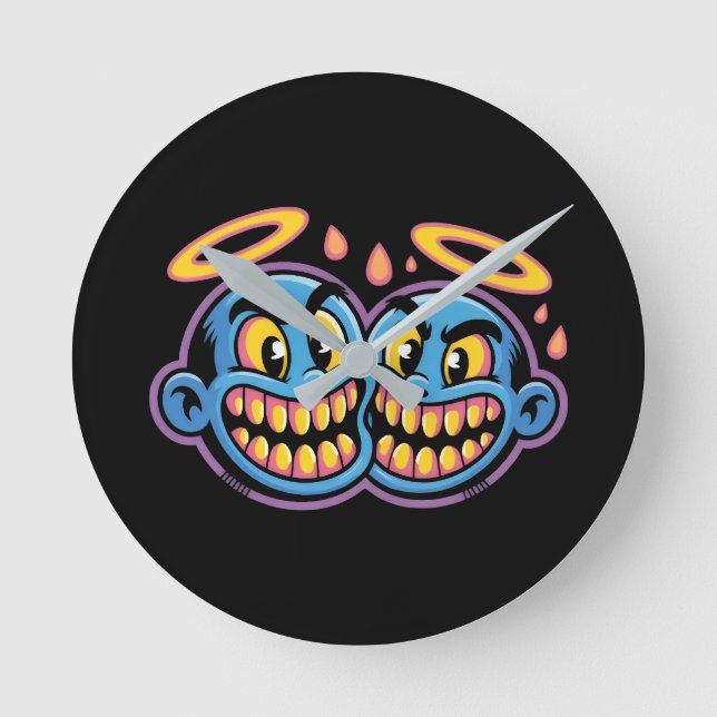 Reloj Redondo Mediano Caras sonrientes. (Anverso)