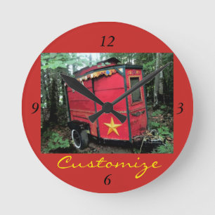 Reloj Redondo Mediano Caravana minúscula gitana roja modificada para