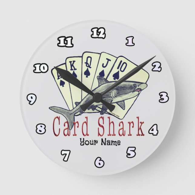 Reloj Redondo Mediano Card Shark póquer (Anverso)