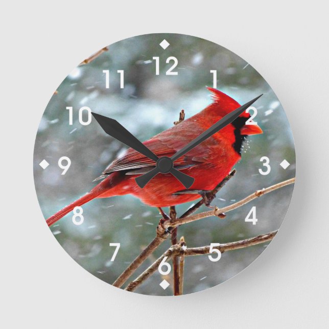 Reloj Redondo Mediano Cardenal rojo (Anverso)