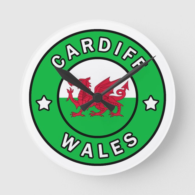 Reloj Redondo Mediano Cardiff Wales (Anverso)