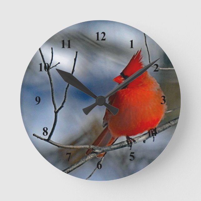 Reloj Redondo Mediano Cardinal Red Winter Photo (Anverso)