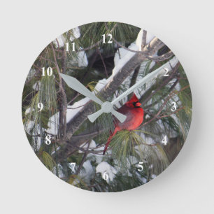 Reloj Redondo Mediano Cardinal Snow Pine Tree Photo
