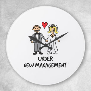 Reloj Redondo Mediano Caricatura de Boda - Bajo Nueva Administración