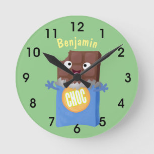 Reloj Redondo Mediano Caricatura de dibujos animados de un dulce chocola