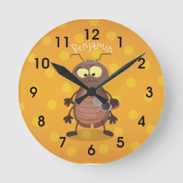 Reloj Redondo Mediano Caricatura divertida de una cucaracha linda