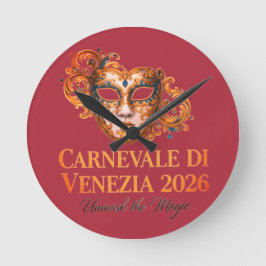 Reloj Redondo Mediano Carnevale Di Venezia 2026 - Venetian Wall Clock