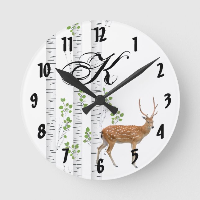 Reloj Redondo Mediano Carpintería personalizada para el bosque de gancho (Anverso)
