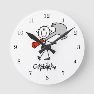 Reloj Redondo Mediano Carpintero Con Martillo