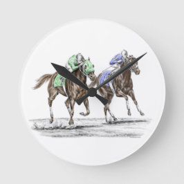 Reloj Redondo Mediano Carreras de caballos tosados