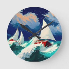 Reloj Redondo Mediano Carreras de veleros en los mares pesados