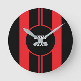 Reloj Redondo Mediano Carreras Red Doble Rayas Personalizado Deportivo