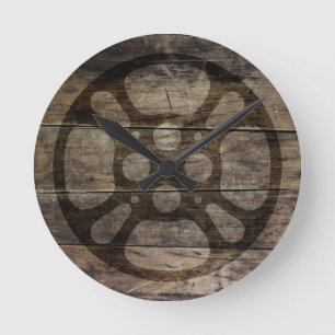 Reloj Redondo Mediano Carrete de Película de Madera con Aspecto Rústico