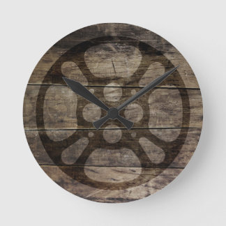 Reloj Redondo Mediano Carrete de Película de Madera con Aspecto Rústico