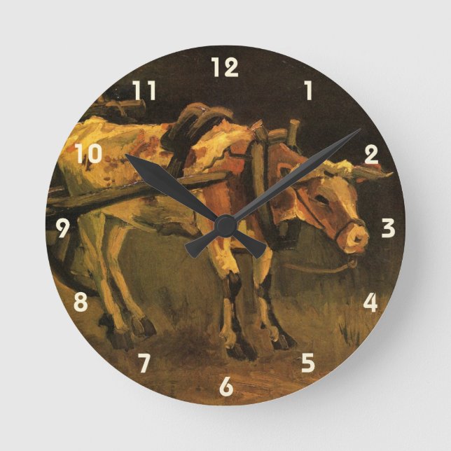 Reloj Redondo Mediano Carro con buey rojo y blanco de Vincent van Gogh (Anverso)