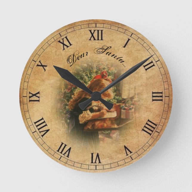Reloj Redondo Mediano Carta a Santa Vintage (Anverso)