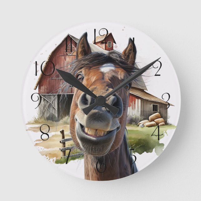 Reloj Redondo Mediano Cartoon Horse (Anverso)