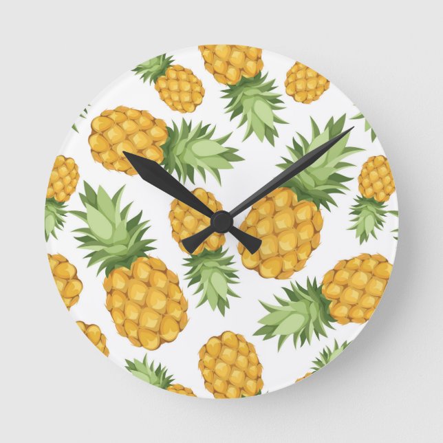 Reloj Redondo Mediano Cartoon Pineapple Pattern (Anverso)