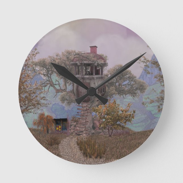 Reloj Redondo Mediano casa arbórea de merle (Anverso)