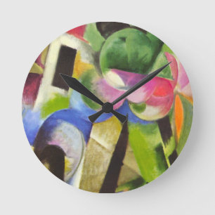 Reloj Redondo Mediano Casa con Árboles de Franz Marc, Arte Antiguo