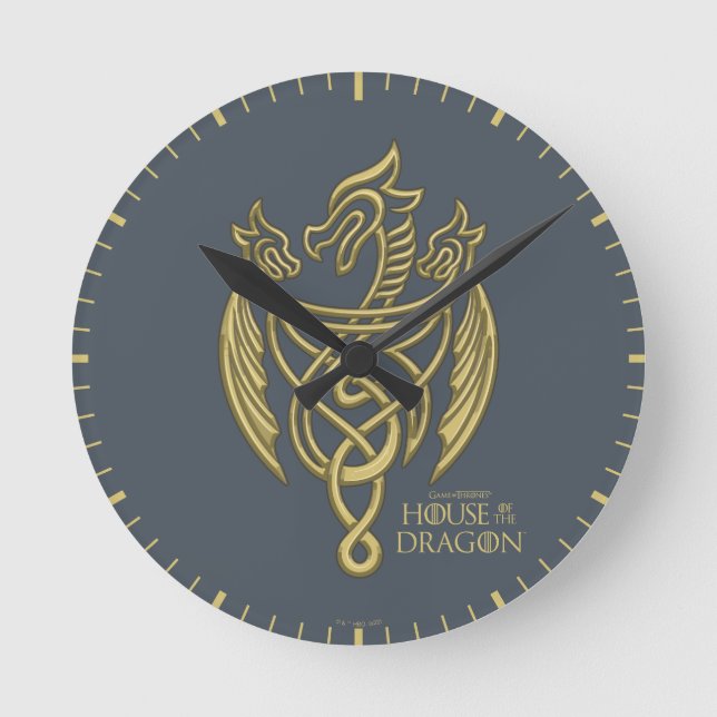 Reloj Redondo Mediano CASA DEL DRAGÓN | Escudo Golden Filigree Dragon (Anverso)